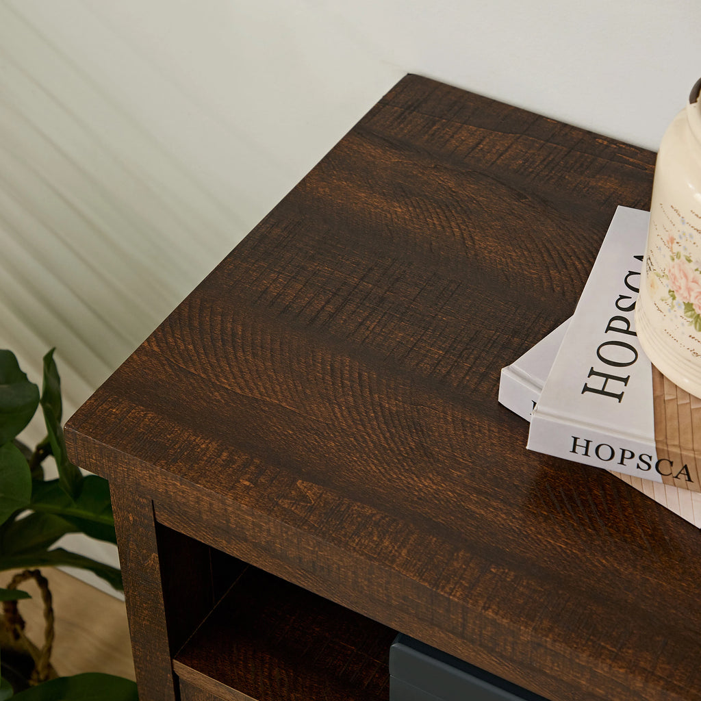 Espresso TV Media Stand with Open Shelves and Closed Cabinets U4399