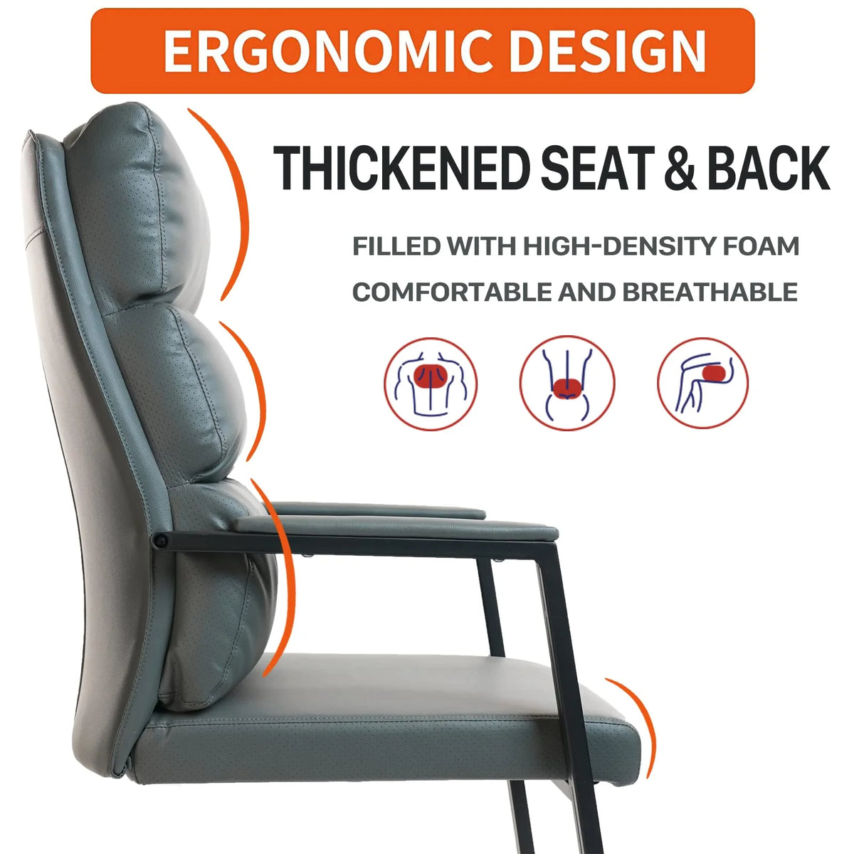 Gray 4 Pack Bonded Leather Office Guest Chair with Sled Base Q284137