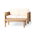 Acacia Wood Outdoor Loveseat and Coffee Table Set with Cushions A1691