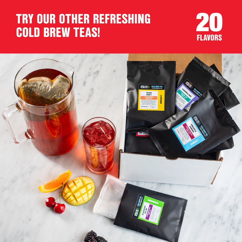 Blueberry Hibiscus Herbal Loose Leaf Iced Tea, 10 Cold Brew Packets K210336