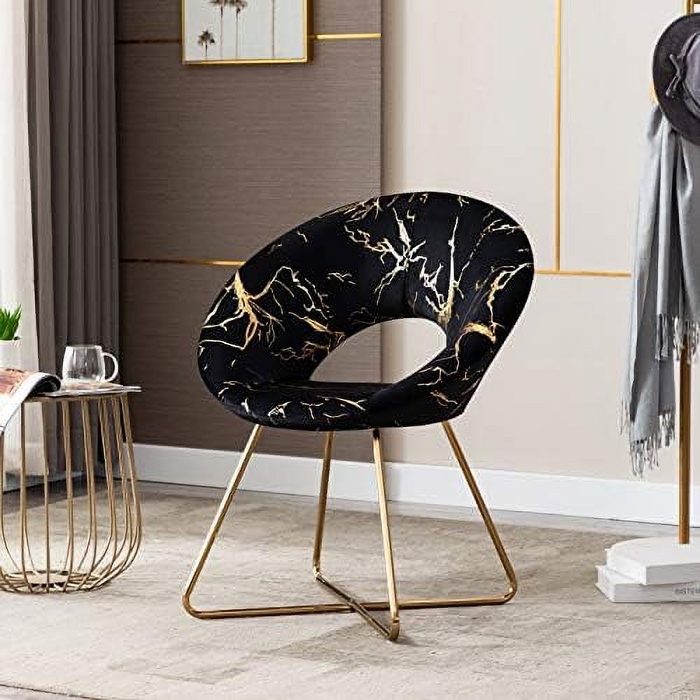 Khaki Velvet Upholstered Arm Chair with Golden Metal Frame Legs S924735