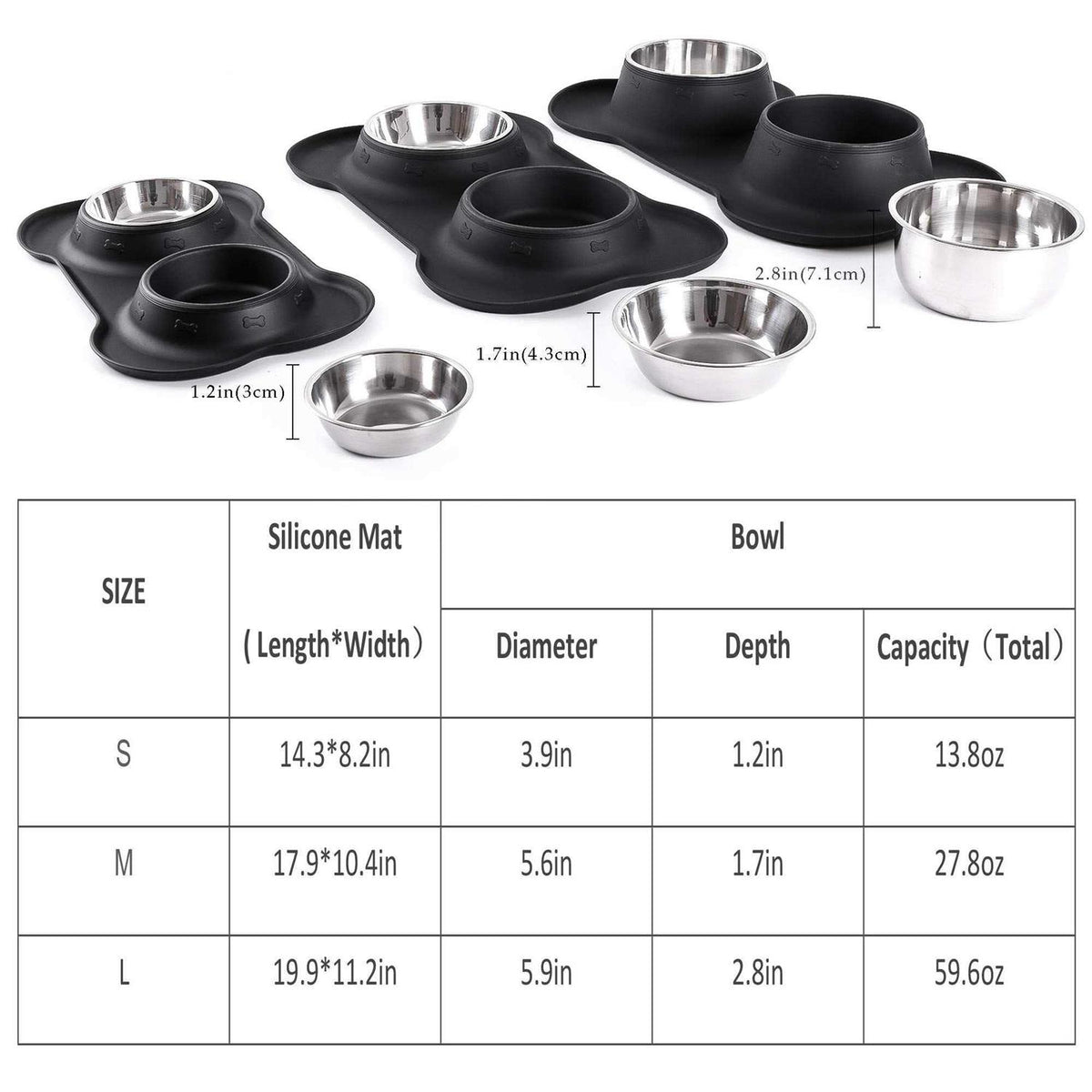 2 Stainless Steel Dog Bowl with Non-Skid Silicone Mat and Food Scoop O4651