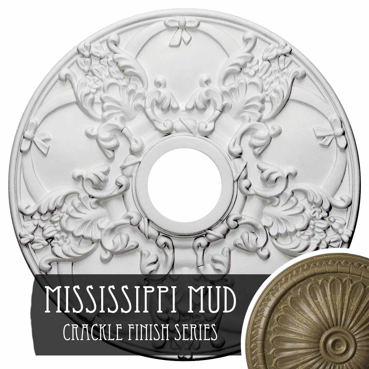 Norwich Ceiling Medallion, Hand-Painted Mississippi Mud I45107