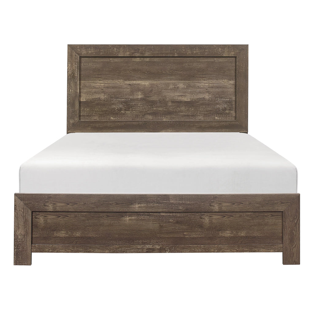 Queen Size Sleigh Bed Dresser Mirror Night Stand Rustic Brown Z815938