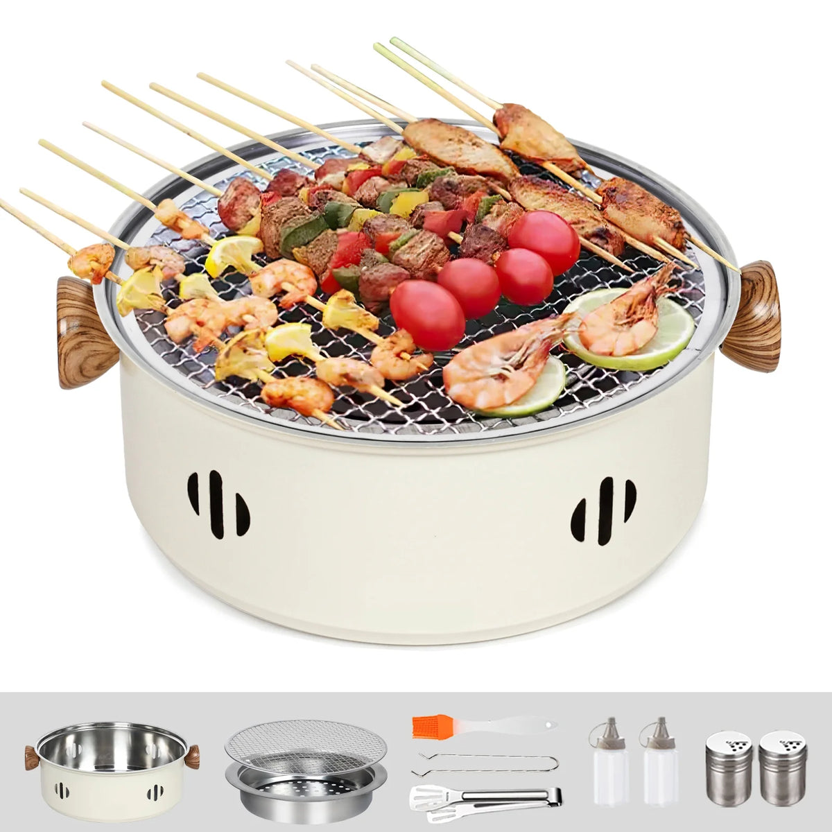 Charcoal BBQ Grill Portable Camping Grill Black O5680
