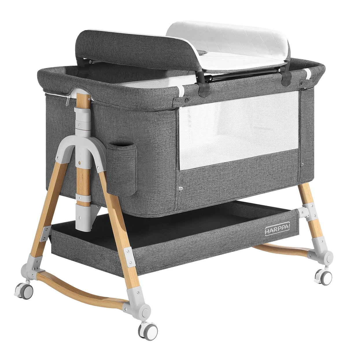 4 in 1 Height Adjustable Gray Baby Bassinet O523157