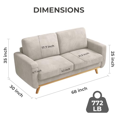 Light Grey Corduroy Loveseat Sofa D813