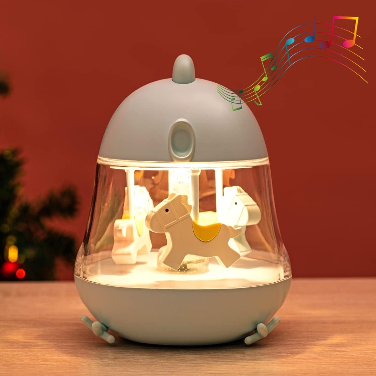 Pink Carousel Music Box Night Light Lamp I8154