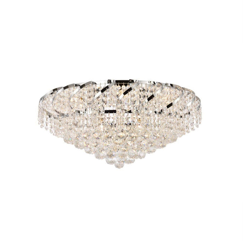 10 Light Chrome Flush Mount Clear Crystal I171752