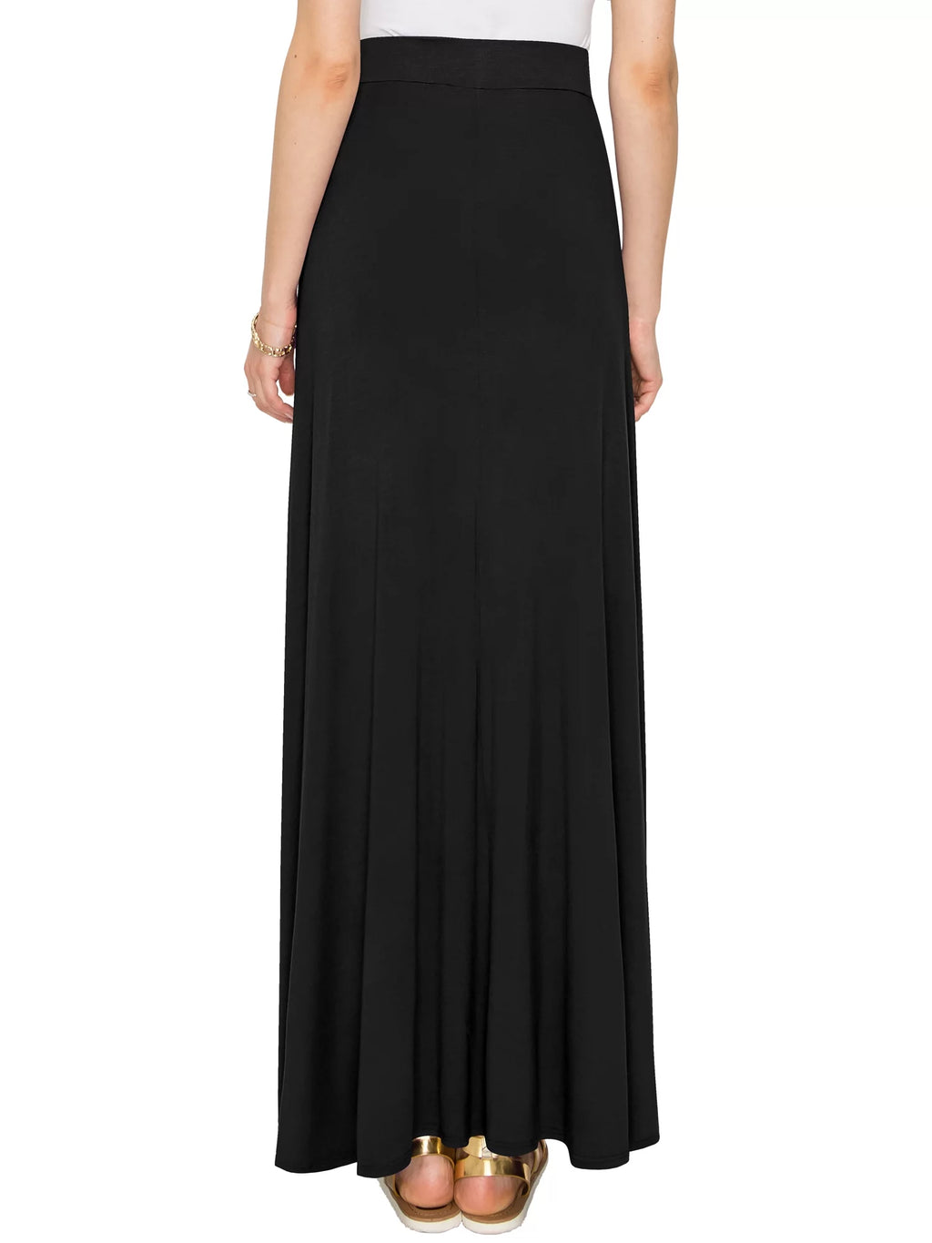 Solid Maxi Skirt with Elastic Waist Band H5669