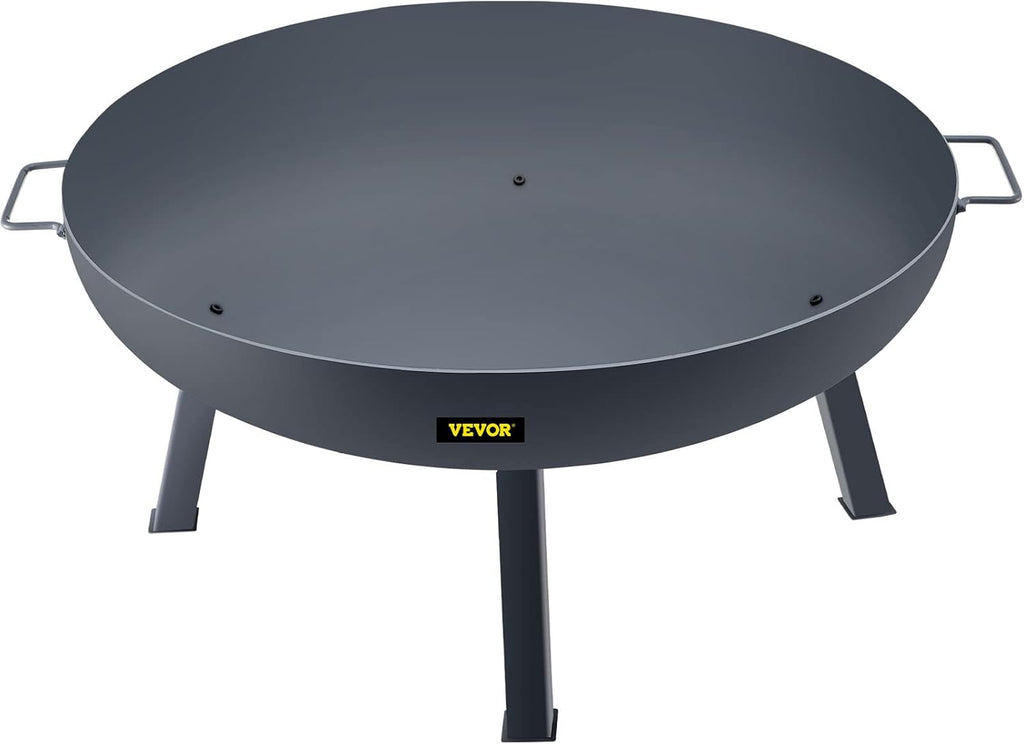 34-Inch Round Carbon Steel Wood Burning Fire Pit Bowl with Handles O3881