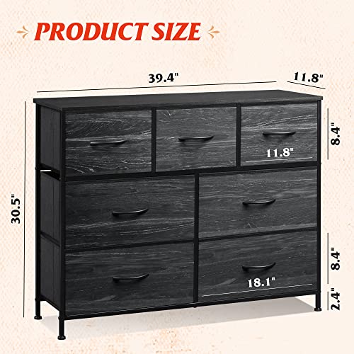 7 Drawer Dresser TV Stand with Metal Frame and Wood Top R2459