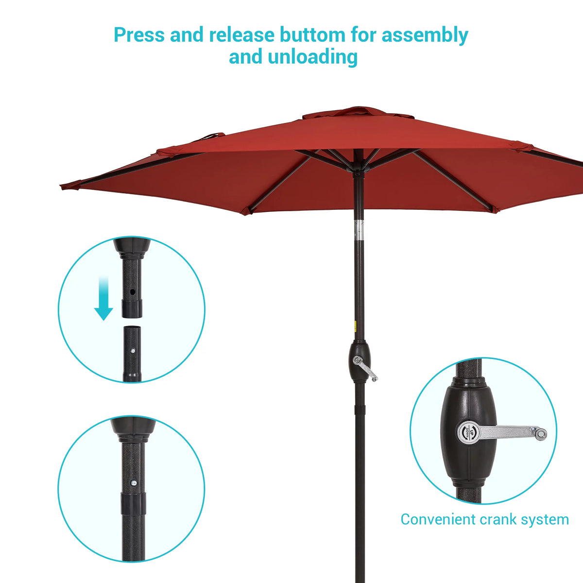 7.5 FT Outdoor Patio Market Umbrella with Tilt Button K134238