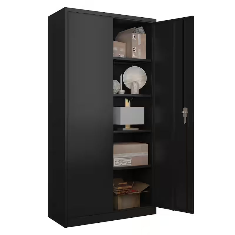 Metal Storage Cabinet Set in Black J25441