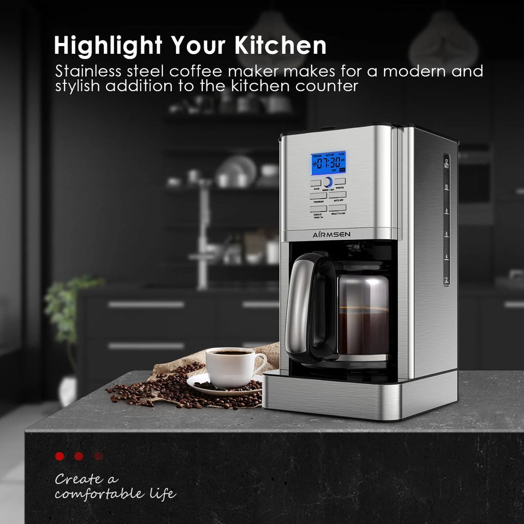 Stainless Steel 12 Cup Programmable Drip Coffee Maker Y7773
