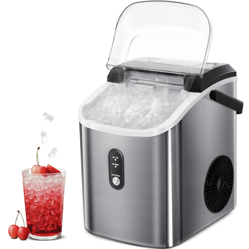 Nugget Ice Maker Countertop with Soft Chewable Pellet Ice, 33lbs/24H, Self-Cleaning, Stainless Steel E99872