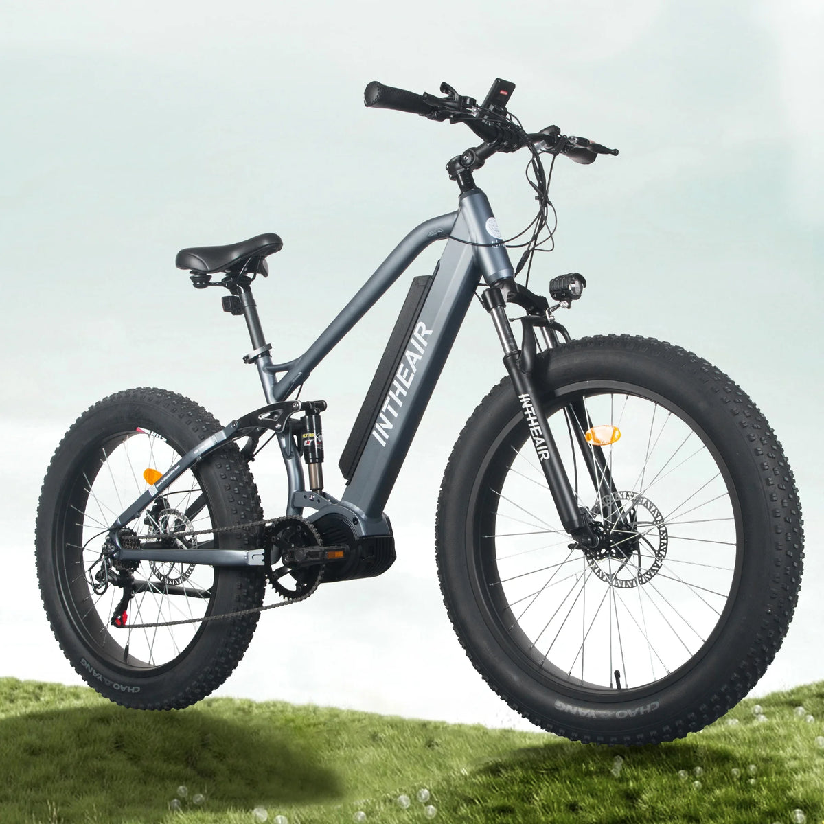 26'' Fat Tire Electric Bike 750W Mid Motor Gray R3155