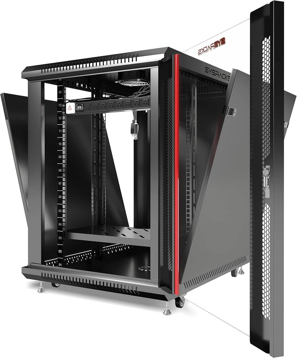 15U Server Rack Cabinet Locking Data Enclosure 35 Inch Deep Half Rack on Wheels P581