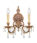 2 Light Crystal Cast Brass Wall Mount G428