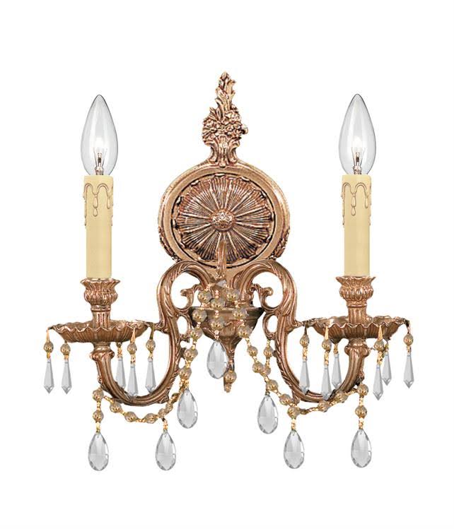 2 Light Crystal Cast Brass Wall Mount G428