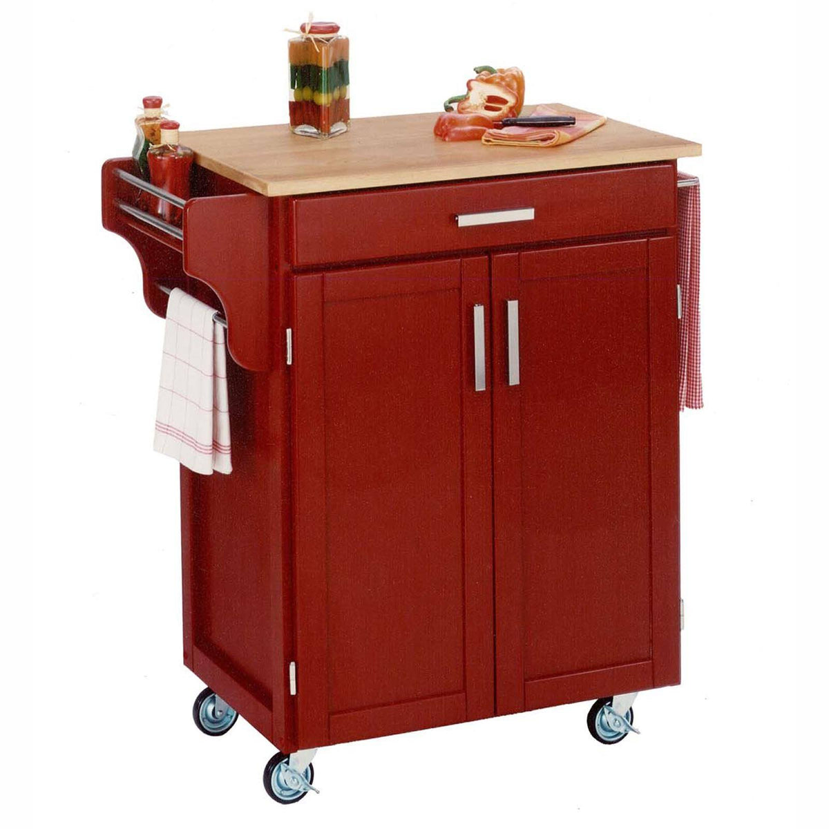 Black Kitchen Cart with Wood Top V916