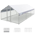 Large Metal Chicken Coop Run with Roosting Perch and Waterproof Roof Cover, 12x9x6.6FT P109738