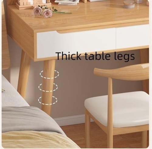Natural Wood Vanity Desk with Lighted Mirror G544