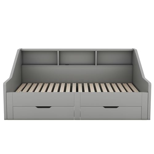 White Wood Twin to King Daybed with Trundle and Storage L94768