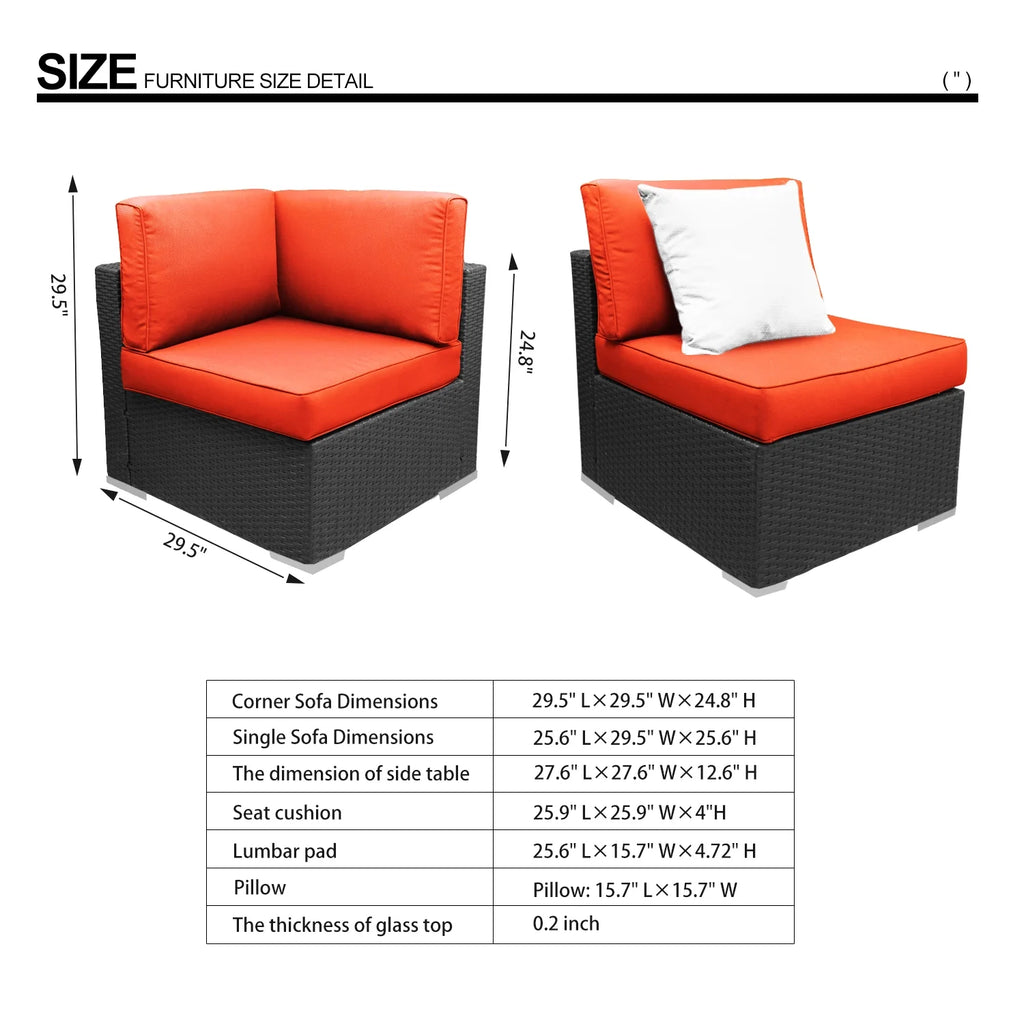 Orange 2-Piece Rattan Corner Sofa Set E966923