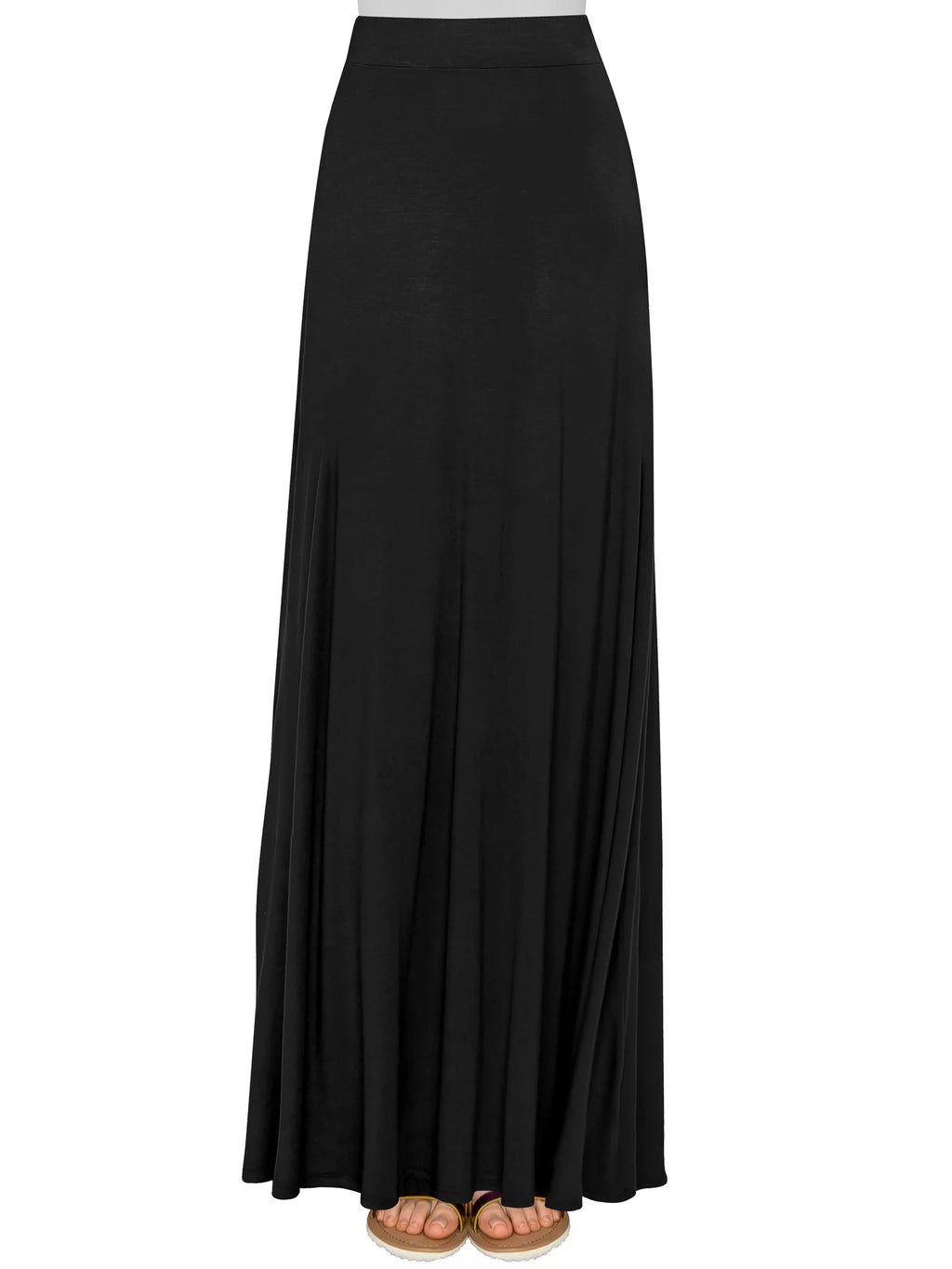Solid Maxi Skirt with Elastic Waist Band H5669