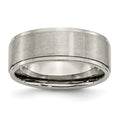8mm Titanium Brushed Flat Ridged Edge Comfort Fit Band X5387