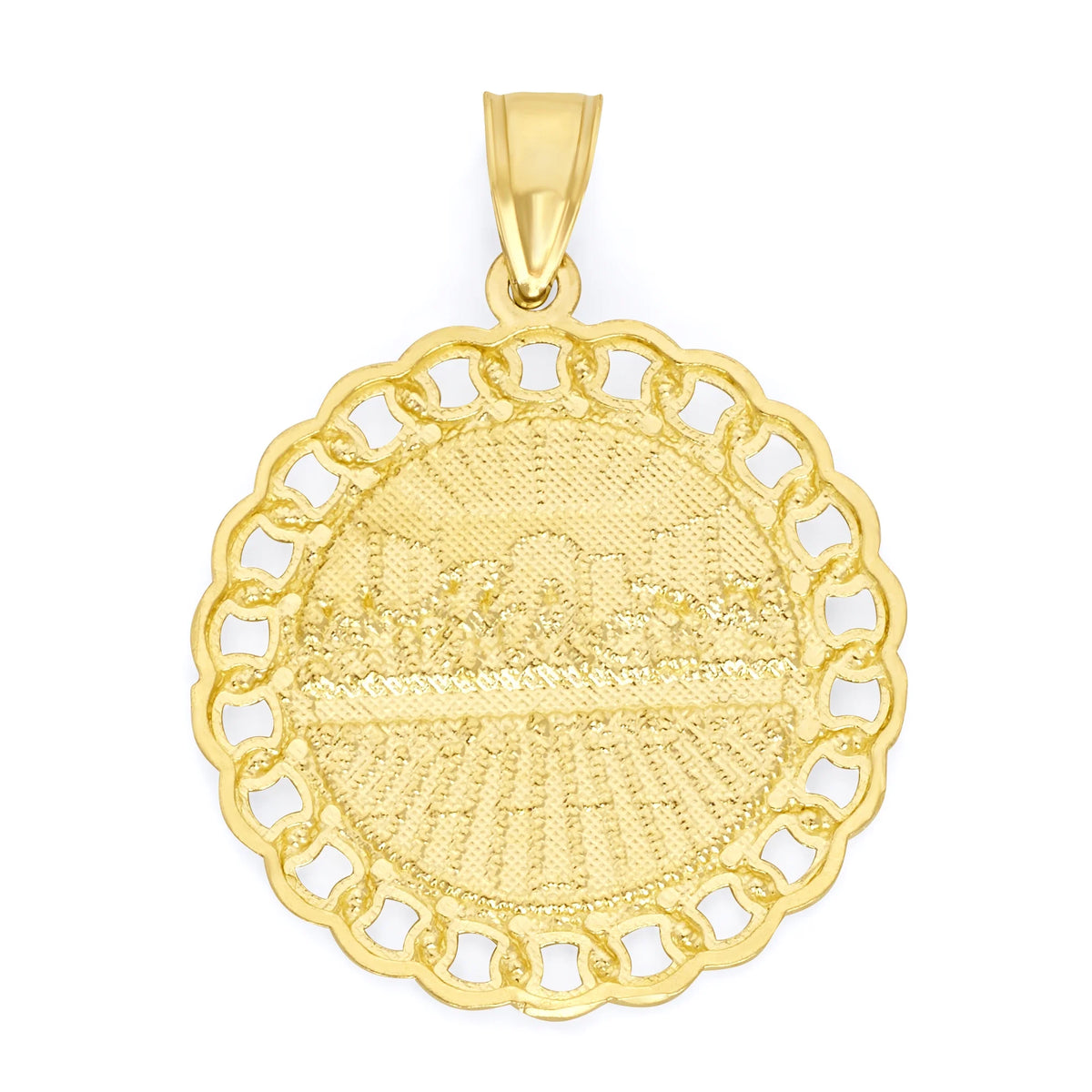 10k Solid Gold Last Supper Medallion with Cuban Link Detail M7945