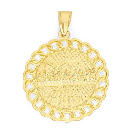 10k Solid Gold Last Supper Medallion with Cuban Link Detail M7945