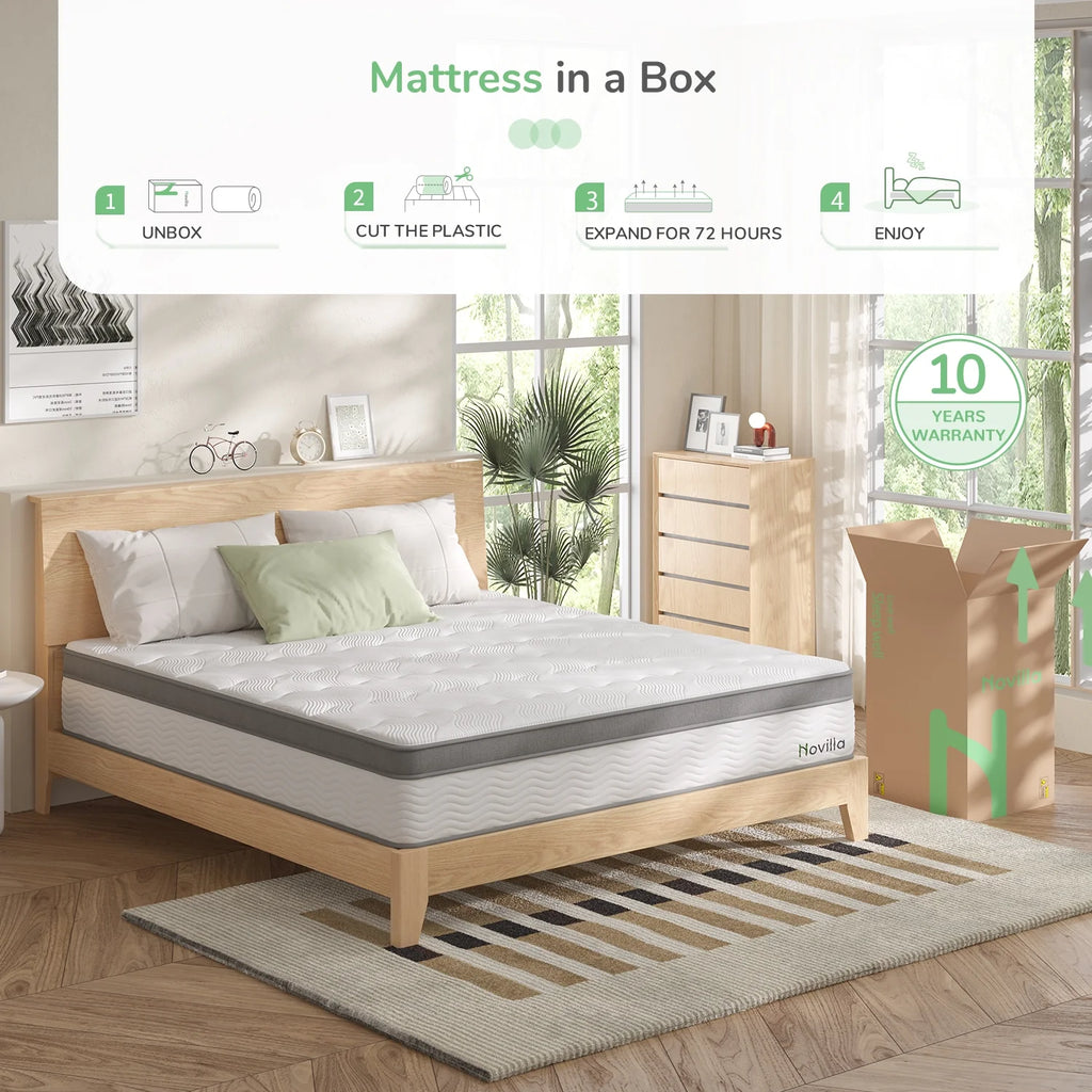 12" Gel Memory Foam Pocket Spring Hybrid Mattress Queen Size P541