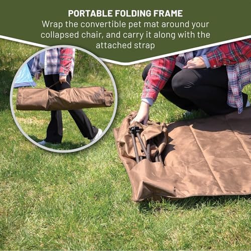 Collapsible Armrests Cup Holder Carry Mat Pet Leash Heavy Duty Foldable Chair Earth Brown P293246