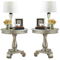 Round Wood Pedestal End Table Set of 2 H8330