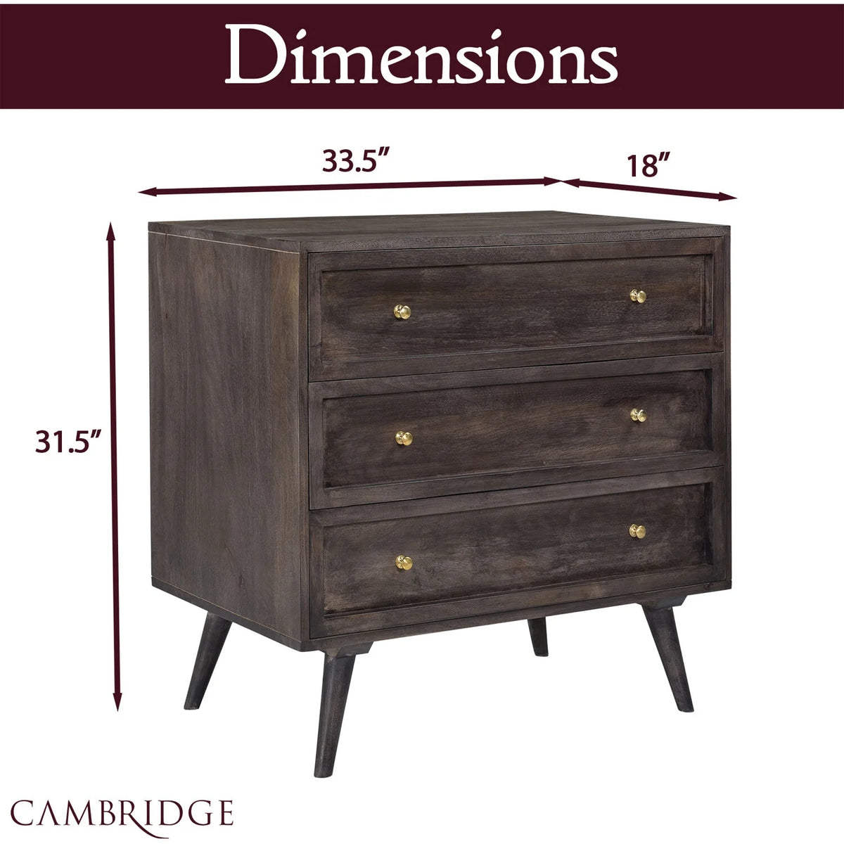 3-Drawer Mango Wood Chest Z2267