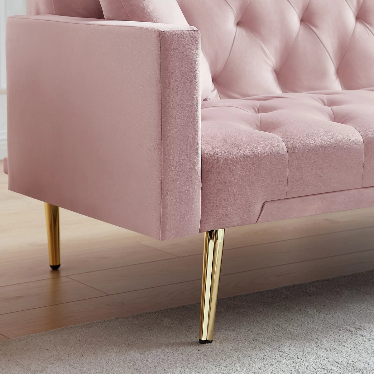 Pink Convertible Folding Futon Sofa Bed R108411