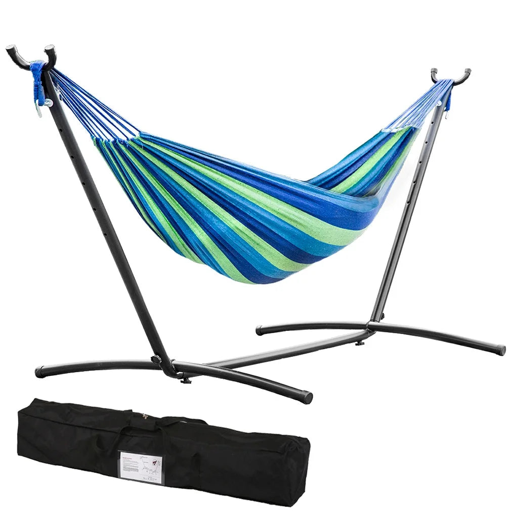 2-Person Portable Hammock with Canvas and Metal Stand Z3977