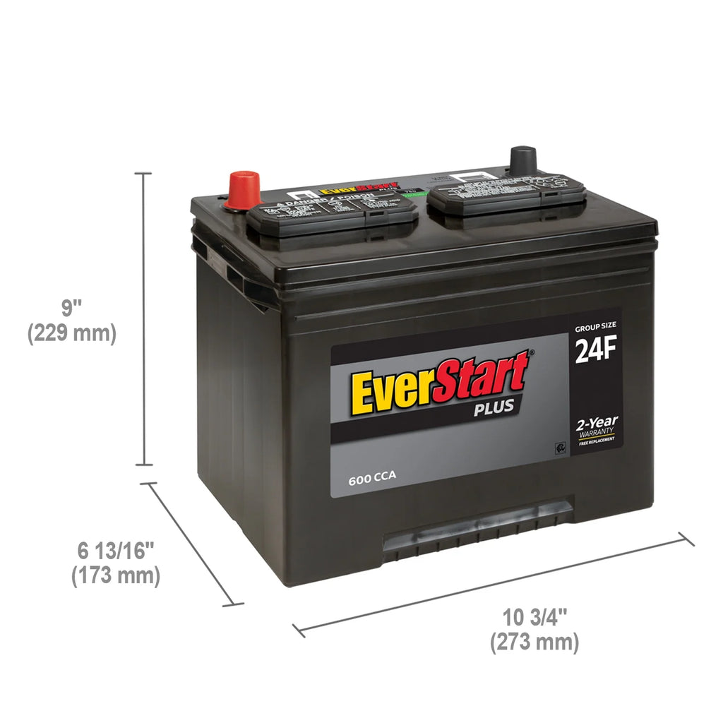 Lead Acid Automotive Battery, Group Size 24F 12 Volt, 600 CCA B509