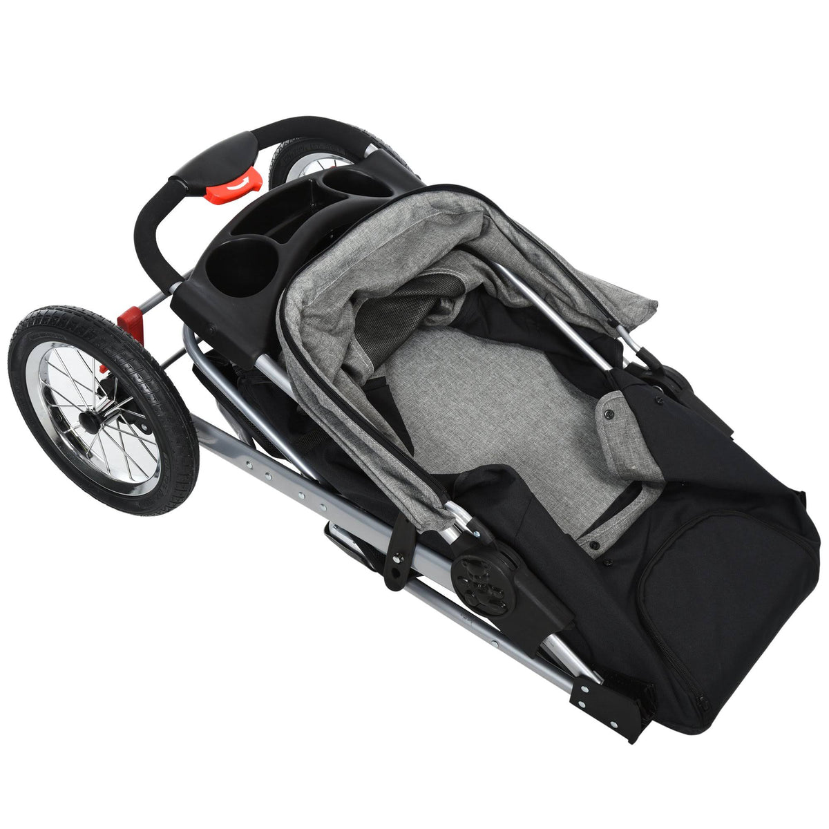 Grey Folding Pet Stroller with Adjustable Canopy K379