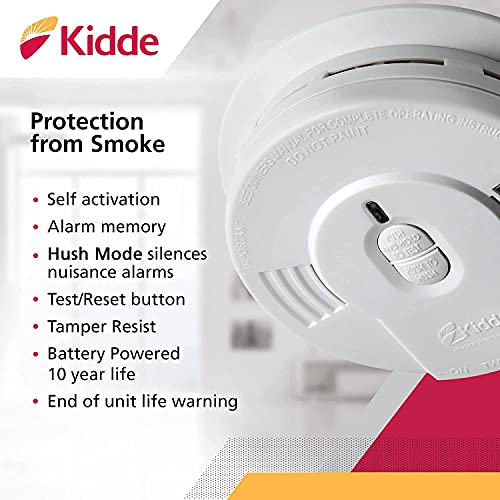 10-Year Battery Powered Smoke Detector with LED Warning Light J898