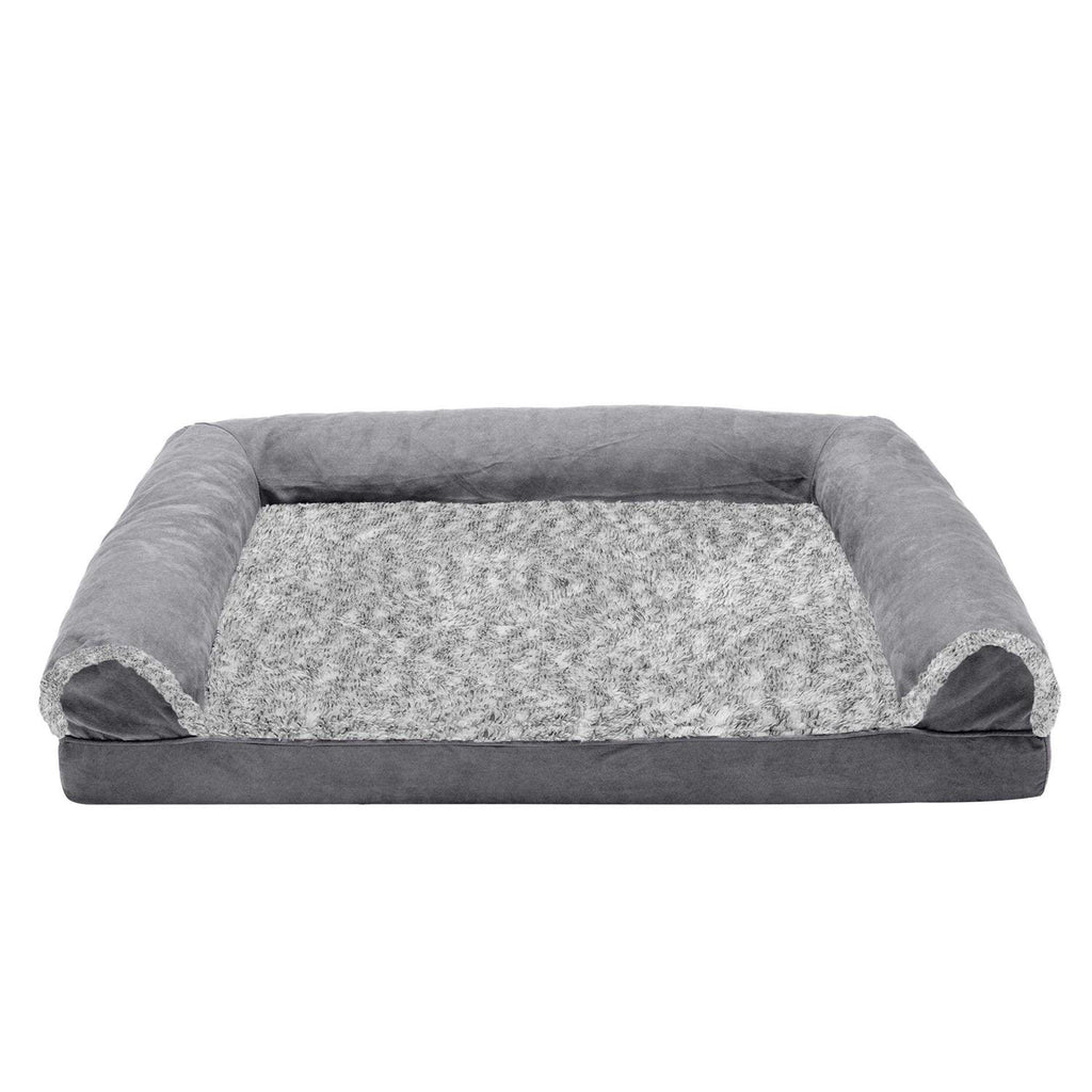 Two-Tone Faux Fur Suede Orthopedic Sofa Dog Bed U90450