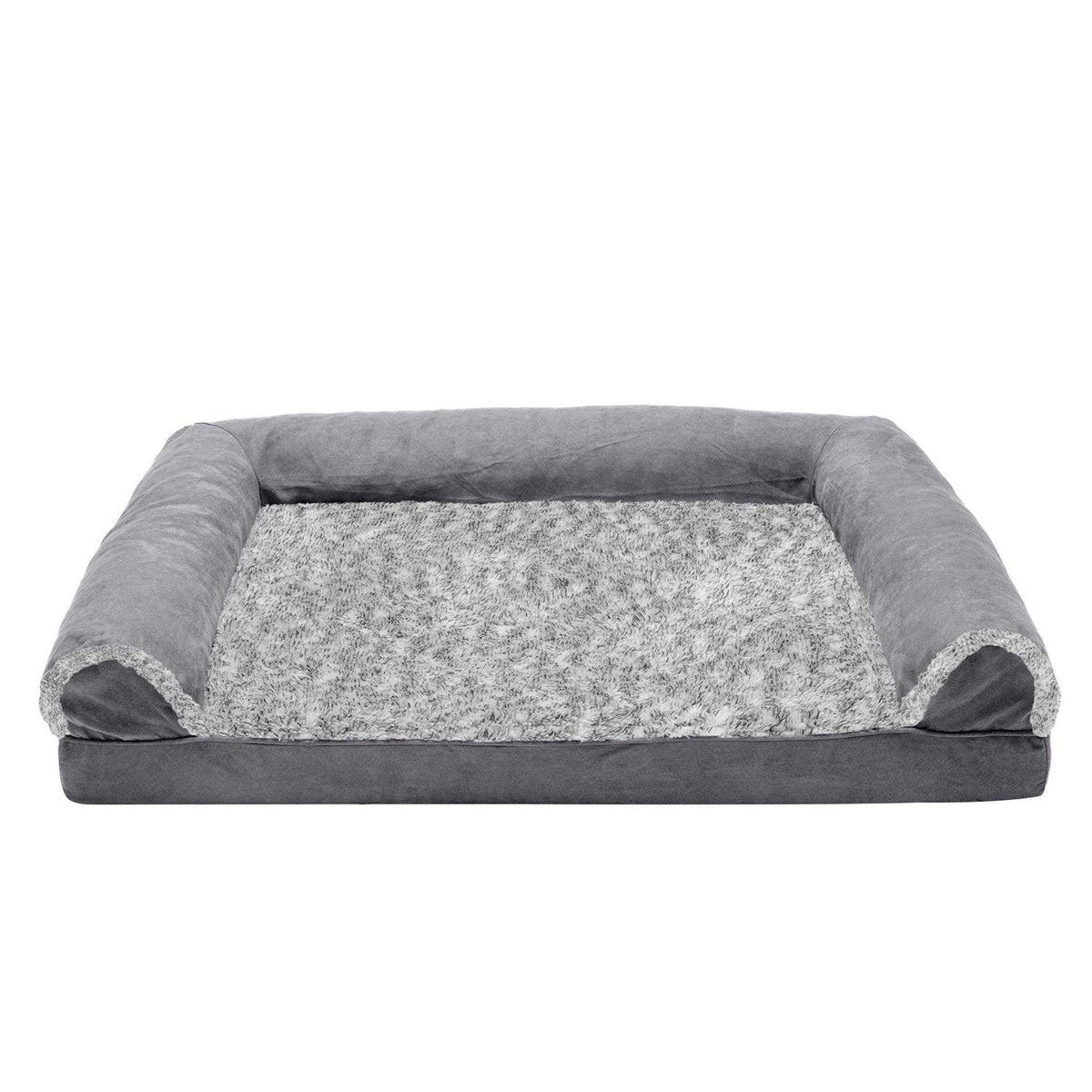 Two-Tone Faux Fur Suede Orthopedic Sofa Dog Bed U90450