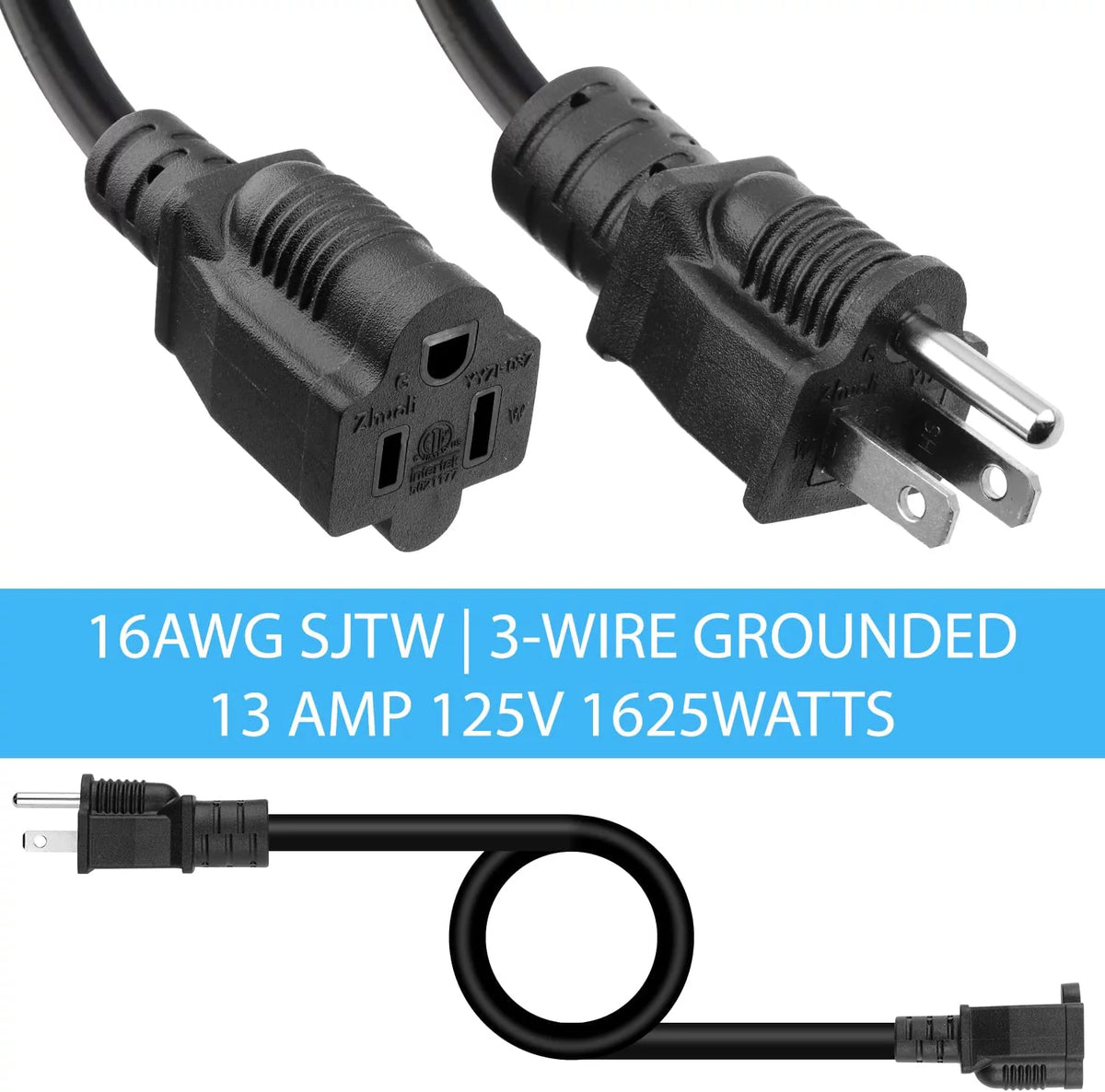 50 Feet 16AWG 13A 3 Prong Extension Cord L275