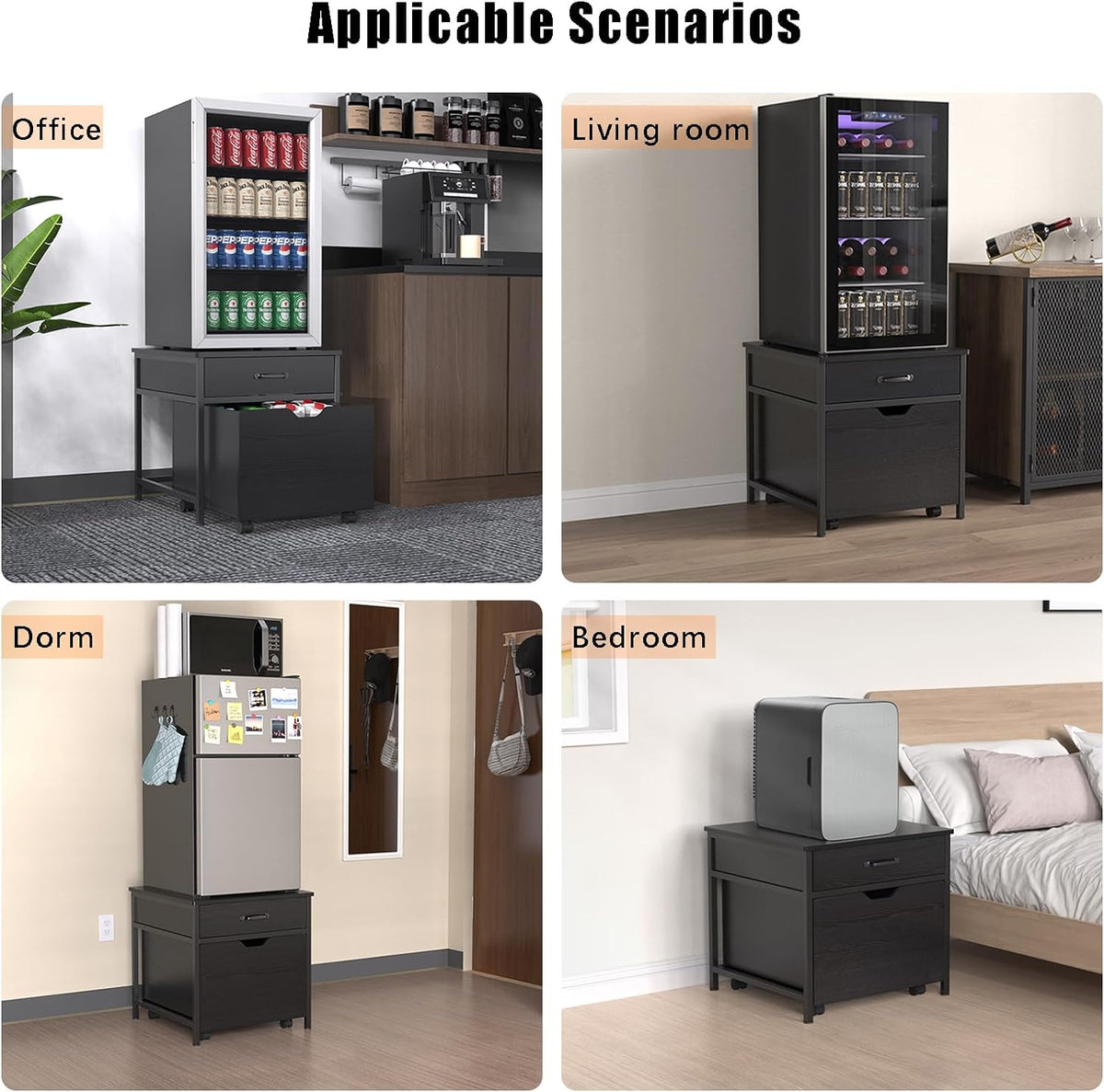 Mini Fridge Stand with Storage Rolling Cabinet 220LBS Capacity A776