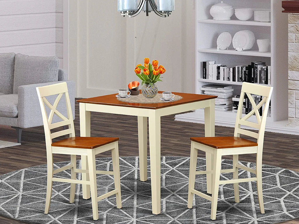 3 Piece Counter Height Set with Square Pub Table and 2 Chairs R291