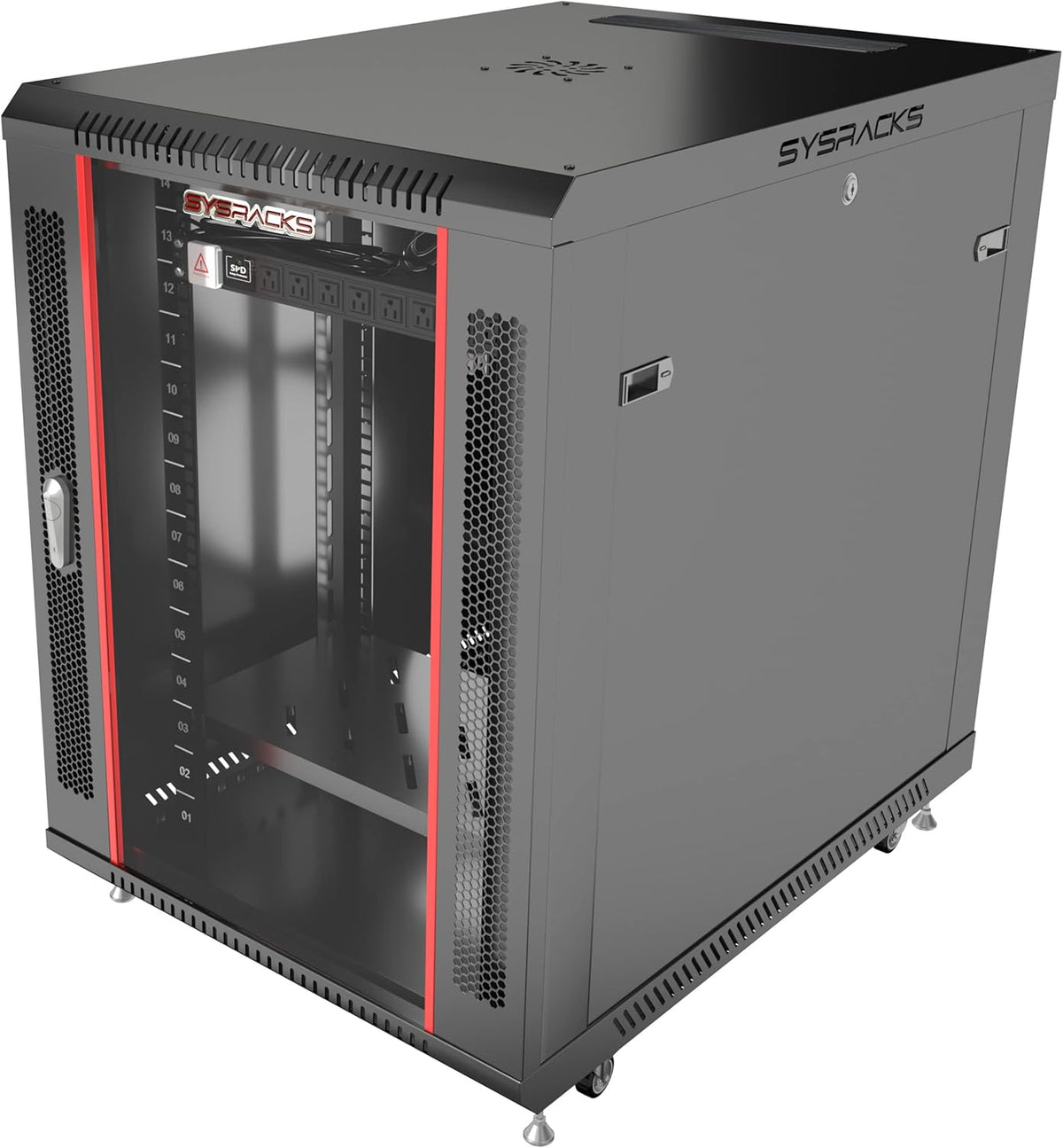 15U Server Rack Cabinet Locking Data Enclosure 35 Inch Deep Half Rack on Wheels P581