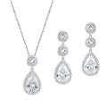 Teardrop Cubic Zirconia Necklace Earrings Set I1111