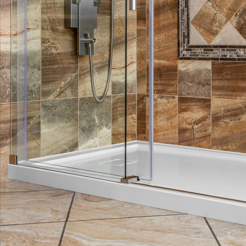 60 x 36 Left Double Threshold Shower Pan Base Wall Corner Left Drain B428